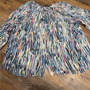 NIC+ZOE Multicolor Brushstroke Blouse